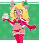  2025 2_horns 5_fingers :3 anthro armwear bangs bell belly_tuft bikini bikini_bottom bikini_top blonde_hair blue_eyes blush bottomwear bow_ribbon breasts brown_body brown_fur chalk christmas christmas_bikini christmas_clothing christmas_thigh_highs clothed clothing colored deer deltarune digital_drawing_(artwork) digital_media_(artwork) eyebrows eyelashes female female_anthro fingers freckled_face freckles fur green_ribbon hair holding_object holidays horn legwear long_hair looking_at_viewer mammal navel navel_tuft new_world_deer noelle_holiday nollety nub_tail portrait raised_arm red_armwear red_bottomwear red_clothing red_legwear red_thigh_highs red_topwear shaded skimpy small_breasts snowflake solo standing stylized swimwear thigh_gap thigh_highs three-quarter_portrait topwear tuft two-piece_swimsuit undertale_(series) 
