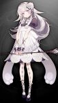  1girl apron argyle_clothes argyle_pantyhose black_shirt black_shoes buttons dress flower frilled_dress frilled_sleeves frills full_body game_asset grey_background grey_hair grimms_notes hair_flower hair_intakes hair_ornament holding holding_staff long_hair looking_at_viewer nail_polish neck_ribbon non-web_source official_art pantyhose parted_lips puffy_short_sleeves puffy_sleeves purple_eyes ribbon rose see-through_clothes shiro_no_harmonia_(grimms_notes) shirotaka_(5choume) shirt shoes short_sleeves sidelocks solo staff standing striped_ribbon thorns white_apron white_dress white_flower white_nails white_rose white_rose_(grimms_notes) white_rose_(original)_(grimms_notes) wrist_cuffs 