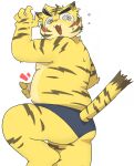  absurd_res anthro belly blush butt clothing felid hi_res kemono male mammal morenatsu pantherine puku216 slightly_chubby solo surprise tiger torahiko_(morenatsu) underwear video_games visual_novel 