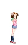  1girl animal_ears black_socks blue_skirt bob_cut brown_eyes brown_hair camisole closed_mouth dog_ears extra_ears flat_chest floppy_ears full_body game_asset hair_ornament hairclip hands_up highres large_variant_set layered_clothes mahotama maki_daikichi miniskirt official_art own_hands_together pencil_skirt pink_camisole raised_inner_eyebrows red_shoes sakuragi_chisa shirt shoes short_hair short_sleeves side_slit simple_background skirt socks standing swept_bangs t-shirt third-party_source transparent_background variant_set visual_novel_cg 