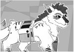  2025 alpha_channel black_body black_fur black_markings black_nose black_sclera border feral fervis_(razim) fur hi_res iddothings loth-wolf male markings mechanical_leg monochrome quadruped scales star_wars transparent_border white_body white_fur zgf_art 