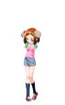  1girl animal_ears arms_behind_back black_socks blue_skirt bob_cut brown_eyes brown_hair camisole closed_mouth dog_ears extra_ears flat_chest floppy_ears full_body game_asset hair_ornament hairclip highres large_variant_set layered_clothes looking_down mahotama maki_daikichi miniskirt official_art pencil_skirt pink_camisole raised_inner_eyebrows red_shoes sakuragi_chisa shirt shoes short_hair short_sleeves side_slit simple_background skirt socks standing swept_bangs t-shirt third-party_source transparent_background variant_set visual_novel_cg 