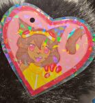  absurd_res acrylic_painting_(artwork) anthro badge brown_hair bust_portrait chibi clothed clothed_anthro clothed_female clothing domestic_cat ears_up eyewear felid feline felis female female_anthro fluffy fluffy_tail gameoverse glitch_productions goggles hair happy heart_symbol hi_res icon kit_bodega mammal painting_(artwork) pink_eyes pink_tongue portrait smile solo tail tongue tongue_out traditional_media_(artwork) traditional_painting_(artwork) wafflesita_(artist) 
