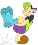  3_toes anthro clothing feet foot_focus footwear lefcoyto male meowth nintendo pok&eacute;mon pok&eacute;mon_(species) socks soles solo toes tongue tongue_out video_games 