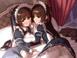  2girls aliasing aoi_chizuru bed cameltoe long_hair maid original pantyhose 