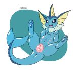  2021 3_fingers 3_toes alpha_channel animal_genitalia animal_pussy anus black_nose blue_body blue_eyes blue_skin canine_pussy digital_media_(artwork) eeveelution feet female feral fingers frill_(anatomy) genitals halbean lying multi_nipple nintendo nipples on_back open_mouth open_smile pawpads pixel_(artwork) pok&eacute;mon pok&eacute;mon_(species) presenting presenting_pussy pussy simple_background smile solo spread_legs spreading toes tongue vaporeon video_games 