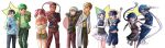  3girls 6+boys absurdres ahoge azumaya_koyuki black_eyes blue_eyes blue_hair commentary dark-skinned_male dark_skin dororo_(keroro_gunsou) empty_eyes english_commentary giroro green_eyes green_hair highres hinata_fuyuki hinata_natsumi houjou_mutsumi humanization incredibly_absurdres kero_ball keroro keroro_gunsou kururu_(keroro_gunsou) long_hair low_ponytail multiple_boys multiple_girls ninja nishizawa_momoka orange_hair ponytail purple_eyes red_hair short_hair tamama twintails umagon white_hair yellow_eyes 