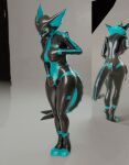  3d_(artwork) animated anthro big_breasts big_butt breasts bulge butt clothing costume digital_media_(artwork) drone eeveelution evilbanana gynomorph handles handles_on_hips intersex nintendo null_bulge pok&eacute;mon pok&eacute;mon_(species) rubber rubber_suit rubbing solo standing suit thick_tail thick_thighs vaporeon video_games wide_hips 