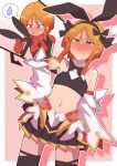  1girl absurdres animal_ear_hairband animal_ears astolfo_(fate) astolfo_(saber)_(fate) astolfo_(saber)_(fate)_(cosplay) astolfo_(saber)_(first_ascension)_(fate) bare_shoulders black_bodysuit black_bow black_bowtie black_gloves black_shirt black_skirt black_thighhighs blush bodysuit border bow bowtie breasts bright_pupils commentary_request cosplay cowboy_shot crop_top cut-in detached_sleeves fake_animal_ears fate/grand_order fate_(series) flat_chest frown gloves gundam gundam_zz hairband hand_on_own_hip highres long_sidelocks looking_at_viewer mecha_pilot_suit miniskirt multicolored_bodysuit navel neo_zeon normal_suit_(gundam) onimaru_(onimal7802) orange_hair outline outside_border pleated_skirt purple_eyes puru_two rabbit_ear_hairband rabbit_ears red_bodysuit red_gloves science_fiction shirt short_hair sidelocks skirt solo speech_bubble spoken_sweatdrop sweatdrop thighhighs thighs two-tone_bodysuit v-shaped_eyebrows white_border white_outline white_pupils white_sleeves zettai_ryouiki 
