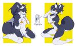  anthro breasts canid canine canis clothing domestic_dog female fur hair hi_res husky kemono kneeling long_hair looking_at_viewer mammal multicolored_body multicolored_fur multicolored_hair nordic_sled_dog nrj_275 orange_eyes short_hair simple_background smile solo spitz two_tone_body two_tone_fur two_tone_hair underwear 