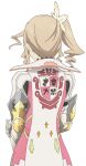  1girl alisha_diphda arm_belt armor artist_request belt black_belt black_shirt black_undershirt blonde_hair commentary cowboy_shot crest drill_hair facing_away family_crest flower flower_ornament from_behind game_asset gloves gold_armor grey_armor hand_on_own_arm long_hair multicolored_tunic multiple_belts official_art pink_tunic shirt side_drill side_ponytail simple_background solo standing tabard tachi-e tales_of_(series) tales_of_zestiria third-party_source transparent_background tunic two-tone_tunic undershirt vambraces white_gloves white_tabard white_tunic 