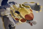  armor claws commentary_request dragon dragon_claw fangs grey_background highres kommo-o no_humans open_mouth penurodae pokemon pokemon_(creature) pokemon_focus red_eyes scale_armor scales tail yellow_scales 