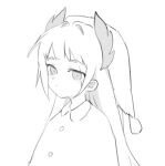  1girl arknights commentary_request greyscale hat head_wings irene_(arknights) korean_commentary long_hair looking_at_viewer monochrome muge_(aaa1479407) nightcap pajamas scar scar_across_eye scar_on_face simple_background solo upper_body very_long_hair white_background wings 