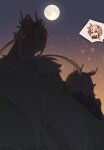  3girls absurdres anger_vein cape chinese_commentary commentary_request dark dragon_girl dragon_horns fu_hua fu_hua_(phoenix) full_moon grey_hair highres honkai_(series) honkai_impact_3rd horns lantern long_hair moon multiple_girls multiple_persona nanguatudou_dunpaigu night paper_lantern pointy_ears ponytail red_hair sky_lantern 