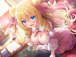  aqua_eyes blonde_hair blush book dress long_hair matokechi no_bra original paper 