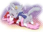  anthro chibi dian_(jewelpet) duo female fur garnet_(jewelpet) grey_body grey_fur hi_res jewelpet male male/female ofuro ofuro_(artist) pink_body pink_fur sanrio 