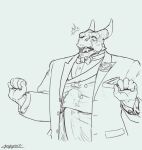  anthro big_penis bow_tie bulge clothed clothing dragon erection erection_under_clothing formal_wear genital_growth genitals growth hi_res horn huge_penis humanoid_genitalia humanoid_penis hyper hyper_genitalia hyper_penis jacket male papyreit penis penis_growth solo suit topwear vest 