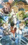  1boy 3girls age_progression ahoge artist_request brown_hair commentary_request eris_greyrat green_eyes hetero highres husband_and_wives long_hair mole mole_under_eye multiple_girls mushoku_tensei official_art open_mouth polygamy ponytail roxy_migurdia rudeus_greyrat second-party_source shirotaka_(5choume) sleeping smile sylphiette_(mushoku_tensei) teeth upper_teeth_only 