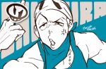  1boy anger_vein angry artist_name bandana bandana_around_neck blue_background censored censored_gesture english_commentary hat highres jewelry male_focus middle_finger necklace pokemon pokemon_sun_and_moon portrait skull solo tank_top team_skull_grunt team_skull_uniform tuffy_0317 