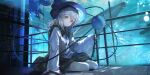  1girl alternate_color artist_request bow disembodied_linked_eye eyeball floral_print frilled_shirt_collar frilled_sleeves frills game_asset green_eyes green_skirt hair_between_eyes hat hat_bow highres komeiji_koishi komeiji_koishi_(spontaneous_white_beauty) long_sleeves looking_at_viewer medium_hair official_art print_skirt rose_print shirt sitting skirt solo third-party_source touhou touhou_lostword water whale white_shirt wide_sleeves 