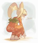  1girl absurdres ant blonde_hair bug canon_event danganronpa_(series) danganronpa_2:_goodbye_despair floral_print floral_print_kimono from_behind highres japanese_clothes kimono obi onimiere orange_eyes orange_kimono print_kimono saionji_hiyoko sandals sash shaded_face solo speech_bubble squishing 