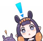  ! 1girl :< blue_eyes blunt_bangs blush_stickers bright_pupils commentary diamond_hairband fur-trimmed_collar fur_trim hololive hololive_english looking_at_viewer mole mole_under_eye multicolored_hair ninomae_ina'nis ninomae_ina'nis_(1st_costume) no_nose o_o orange_hair pointy_ears portrait purple_hair sidelocks simple_background solo takodachi_(ninomae_ina'nis) tentacle_hair triangle_mouth two-tone_hair untranslatable_commentary virtual_youtuber white_background white_pupils wide-eyed yuuyu_(777) 