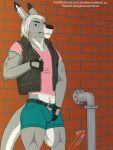  absurd_res anthro bulge clothed clothing crossdressing damien_kangarose drekkorwolfsoul hi_res kangaroo macropod male mammal marsupial solo 