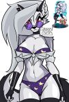 absurd_res anthro artist_name bikini breasts camel_toe canid canid_demon canine choker cleavage clothed clothed_anthro clothed_female clothing demon ear_piercing eyebrow_piercing eyewear facial_piercing female grey_hair hair hellaverse hellhound helluva_boss hi_res jewelry legs_together long_hair loona_(helluva_boss) mammal mythological_canine mythological_creature mythology navel necklace notched_ear off_shoulder piercing portrait pupils purple_eyewear purple_sunglasses red_sclera reference_image shirt simple_background slit_pupils small_waist solo standee star_pattern sunglasses swimwear teaofcolors text thick_thighs thigh_gap three-quarter_portrait tied_shirt topwear twitter_handle two-piece_swimsuit white_background white_eyes