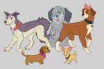 accessory black_collar black_nose blue_eyes bow_(feature) bow_ribbon boxer_(dog) brown_body brown_eyes brown_fur bulldog canid canine canis chihuahua collar cookie_(pound_puppies) coyoteart dachshund digitigrade domestic_dog female feral floppy_ears fluffy_fur fur grey_body grey_fur group hair hair_accessory hair_bow hair_over_eye hair_ribbon hasbro herding_dog heterochromia hunting_dog long_ears lucky_(pound_puppies) male mammal mastiff molosser multicolored_body multicolored_fur niblet old_english_sheepdog open_mouth open_smile pastoral_dog pink_collar pink_inner_ear pointy_ears pound_puppies pound_puppies_(2010) prick_ears purple_body purple_fur purple_tail quadruped red_collar ribbons sheepdog size_difference smile spiked_collar spikes squirt_(pound_puppies) strudel tail tongue tongue_out toy_dog two_tone_body two_tone_fur white_body white_fur white_paws white_snout yellow_body yellow_fur