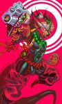 2026 absurd_res aiming_at_viewer anthro black_body black_bodysuit black_clothing black_latex black_skinsuit bodysuit bulge clothed clothed_anthro clothed_male clothing dragon ear_piercing ear_ring gun handgun hi_res holding_gun holding_handgun holding_object holding_ranged_weapon holding_revolver holding_weapon horn jade_(gem) jewelry latex latex_bodysuit latex_clothing latex_skinsuit looking_at_viewer male multicolored_body mythological_creature mythological_scalie mythology necklace oatmegaplus piercing ranged_weapon red_body red_eyes revolver ring_piercing scalie skinsuit solo tail tight_clothing weapon wingless_dragon zeke_leon