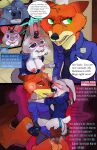 absurd_res anthro aroused_face aroused_smile bedroom_eyes blinking_light bloodshot_eyes bodily_fluids body_control bovid bovine brain_implant brainwashing breasts camera canid canine cape_buffalo carrying_another carrying_partner chief_bogo clothing collar comic cybernetics cyberpunk dark_eyes dialogue disney dominant dominant_anthro dominant_male drone dronification drooling duo electricity english_text european_rabbit exposed_breasts female fox genitals heart_eyes heart_symbol hi_res hypnosis hypnotic_eyes judy_hopps lagomorph leporid machine male male/female mammal medium_breasts midriff mind_control narrowed_eyes nick_wilde oryctolagus police police_officer police_uniform rabbit red_fox saliva seduced seductive sex slave smagadoodle speech_bubble standing standing_sex submissive submissive_anthro submissive_female surgical_suture tears_of_desperation tech_control text tracking_device tracking_tag true_buffalo true_fox uniform water_buffalo zootopia