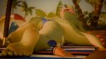 0skillanimation 16:9 3d_(artwork) 5_toes anthro ball barefoot baseball_cap beach beach_ball beach_towel beach_umbrella big_butt bikini bikini_bottom bikini_top blender_(artwork) blender_eevee_(artwork) butt clothing colored_nails crocodile crocodilian croxy_(kaylafox) curling_toes detailed_feet digital_media_(artwork) feet female foot_fetish foot_focus green_body hat headgear headwear hi_res humanoid_feet inflatable lying nails on_front outside palm_tree parasol plant plantigrade public reptile scalie soles solo sunscreen swimwear tail thick_tail thick_thighs toes towel tree two-piece_swimsuit widescreen