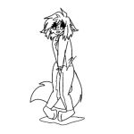 1:1 anthro bodily_fluids clothed clothing dawn_(krazykarmen) domestic_cat embarrassed felid feline felis female genital_fluids hi_res holding_crotch krazykarmen mammal monochrome norwegian_forest_cat pants_wetting sketch solo urine urine_puddle watersports wet wet_clothing wetting