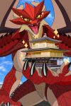 2:3 big_breasts breasts claws dragon featureless_breasts featureless_crotch female hi_res horn mythological_creature mythological_scalie mythology scales scalie solo temple vtuber wings wonderin_dragon zentreya