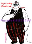 2015 4_fingers alternate_universe anthro artist_name bear bent_arm biped black_bottomwear black_bow_tie black_clothing black_eyebrows black_eyelids black_footwear black_headwear black_pants black_shoes black_top_hat black_topwear black_vest blue_eyes bottomwear bow_tie brown_bear button_(fastener) cageyshick05_(artist) character_name cheek_spots clothed clothed_anthro clothed_male clothing digital_drawing_(artwork) digital_media_(artwork) electronics english_description english_text eyebrows fingers five_nights_at_freddy's five_nights_at_freddy's_2 footwear frederick_(cageyshick05) full-length_portrait fully_clothed fully_clothed_anthro fully_clothed_male fur headgear headwear height_comparison holding_microphone holding_object left-handed lidded_eyes light lighting male male_anthro mammal microphone mouth_closed multicolored_bottomwear multicolored_clothing overweight overweight_anthro overweight_male pants partially_colored pattern_bottomwear pattern_clothing pattern_pants portrait pupils red_stripes scottgames scratching shirt shoes simple_background solo standing straight_arm striped_bottomwear striped_clothing striped_pants stripes text thick_thighs topwear toy_freddy_(fnaf) two_tone_bottomwear two_tone_clothing two_tone_pants ursine vest white_background white_body white_clothing white_fur white_sclera white_shirt white_topwear