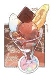  chocolate cup dated dessert food food_focus glass highres ice_cream ice_cream_scoop momiji_mao no_humans original see-through simple_background single_scoop still_life translation_request white_background 