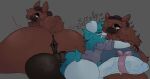 alpaca anthro anthro_on_anthro anus balls big_balls big_penis bigfictium bottomless bottomless_anthro bottomless_male camelid canid canine canis clothed clothing digital_media_(artwork) domestic_dog foreskin genitals hug huge_balls huge_penis humanoid_genitalia humanoid_penis hyper hyper_balls hyper_genitalia hyper_penis male male/male mammal penis perineal_raphe perineum pubes raphe_(anatomy) vein veiny_penis
