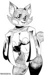 2024 anthro areola big_breasts big_ears black_nose breasts collarbone convenient_censorship dated domestic_cat erect_nipples exposed_breasts eyelashes facial_markings felid feline felis female fur graphite_(artwork) head_markings hi_res inner_ear_fluff leaning leaning_forward looking_at_viewer mammal markings monochrome multicolored_body multicolored_fur navel nipples shima_luan signature simple_background smile solo standing super_planet_dolan text tiquitoc towel towel_only traditional_media_(artwork) tuft two_tone_body two_tone_fur url white_background