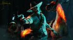 3d_(artwork) accessory action_pose action_scene aiming aiming_weapon ambiguous_gender anthro bandolier bear belt belt_buckle blender_(artwork) blender_cycles_(artwork) blood bloodshot_eyes bodily_fluids branch brown_bear buckle clothed clothing cowboy_hat digital_media_(artwork) equid equine fangs feral fiery_hair fire fog forest forest_background fur furrowed_eyebrows glowing glowing_eyes green_eyes grizzly_bear group gun handgun hat headgear headwear hi_res horse human john_marston male mammal mane mythological_creature mythology necktie orange_eyes outside pale_skin plant pose ranged_weapon red_dead_(series) red_dead_redemption_(series) red_eyes revolver rockstar_games saddle scar shirt signature standing suit_vest tail teeth topwear tree trio undead ursine vermilionrenderworks vest weapon