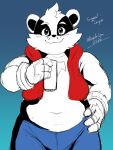 2026 3:4 3_fingers anthro artist_name badger biped black_inner_ear black_markings black_nose blue_background blue_bottomwear blue_clothing blue_eyes blue_pants blush bottomwear bradley_(bradley_the_badger) bradley_the_badger_(game) can cheek_tuft closed_smile clothed clothed_anthro clothed_male clothing container digital_drawing_(artwork) digital_media_(artwork) english_text eyebrows facial_markings facial_tuft fingerless_gloves fingers fully_clothed fully_clothed_anthro fully_clothed_male fur glistening glistening_eyes gloves hand_on_hip hand_on_own_hip handwear head_markings holding_can holding_container holding_object looking_at_viewer male male_anthro mammal markings mask_(marking) midriff mouth_closed mustelid musteline navel open_clothing open_topwear open_vest overweight overweight_anthro overweight_male pants partially_colored red_clothing red_topwear red_vest simple_background sketch smile smiling_at_viewer solo standing text topwear tuft vest white_eyebrows winick-lim