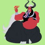 1:1 2017 abdominal_bulge bloated clothing facial_piercing friendship_is_magic fur hair half-closed_eyes hand_on_belly hasbro hat headgear headwear hi_res holding_clothing holding_hat holding_headgear holding_headwear holding_object hooves horn imprint male mane monster my_little_pony narrowed_eyes necrofeline nose_piercing nose_ring open_mouth oral_vore piercing ring_piercing signature soft_vore solo tail tail_outside_mouth taur teeth tirek_(mlp) vore