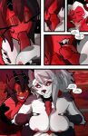 anthro arm_tuft bangs bisexual bisexual_female black_eyeshadow black_hair black_nose blush breast_play breasts butt canid canid_demon canine cartoon_freckles claws clothed clothed_anthro clothed_female clothed_humanoid clothed_male clothing comic demon dialogue digital_media_(artwork) dress english_text exposed_breasts eyelashes eyeshadow facial_tuft fellatio female female/female female_anthro freckled_face freckles fur furniture genitals glistening_eyelids grey_body grey_fur grey_hair group group_sex hair hellaverse hellhound helluva_boss hi_res humanoid humanoid_on_anthro husband_and_wife imp licking long_comic long_eyelashes long_hair loona_(helluva_boss) makeup male male/female mammal married_couple medium_breasts millie_(helluva_boss) moxxie_(helluva_boss) multicolored_body multicolored_fur mythological_canine mythological_creature mythology nipples oral penile penis penis_between_breasts penis_lick public public_exposure public_sex red_body red_sclera red_skin sex short_hair shoulder_tuft smile swain_(artist) tail text threesome titfuck tongue topwear trio tuft two_tone_body two_tone_fur url vulva white_body white_fur