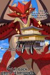 2:3 big_breasts breasts claws dragon english_text featureless_breasts featureless_crotch female hi_res horn mythological_creature mythological_scalie mythology scales scalie solo temple text vtuber wings wonderin_dragon zentreya
