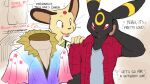 2026 5_fingers anthro black_body black_fur cash_(dahecksajerry) clothed clothes_hanger clothing clothing_store collared_shirt commissioner_name dahecksajerry dialogue donovan_(dahecksajerry) dress_shirt duo eeveelution english_text fingers frilly frilly_clothing frilly_topwear fully_clothed fur generation_1_pokemon generation_2_pokemon hand_on_shoulder looking_at_another male markings multicolored_clothing multicolored_topwear nintendo open_clothing open_shirt open_topwear patreon_username pawpads persian_(pokemon) pokemon pokemon_(species) red_eyes scratching_head shirt shopping standing store t-shirt text topwear umbreon v-neck yellow_markings