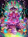 2017 3:4 3_eyes accessory aliasing animal_humanoid clasped_hands clothing collar colorful_theme digital_drawing_(artwork) digital_media_(artwork) eyelashes female forehead_eye frilly frilly_clothing fungus garter_straps gloves grass grin hair hair_accessory hair_ribbon handwear humanoid inner_ear_fluff kneeling lagomorph lagomorph_humanoid legwear leporid_humanoid lipstick looking_at_viewer maid_uniform makeup mammal mammal_humanoid multi_eye mushroom pattern_clothing pattern_gloves pattern_handwear pattern_legwear pattern_stockings plant rabbit_humanoid red_collar ribbons shaded smile solo sparkles stockings striped_clothing striped_gloves striped_handwear striped_legwear striped_stockings stripes suippupupu tuft uniform