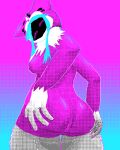 4_fingers animal_hood animal_onesie anthro blue_hair bovid butt butt_grab caprine cat_costume clothing costume digital_media_(artwork) female female_anthro fingers fur hair hand_on_butt hood kindred_(lol) lamb_(lol) league_of_legends looking_back mammal onesie pajamas pixel_(artwork) rear_view riot_games shadow_face sheep solo synth-phonie tencent white_body white_fur woof_and_the_lamb_kindred