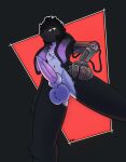absurd_res animal_genitalia anthro ball_tuft balls black_body black_fur erection floppy_ears fur genitals green_eyes hair hi_res lagomorph leporid long_ears looking_at_viewer lop_ears male mammal messy_hair multicolored_body nude penis prosthetic prosthetic_arm prosthetic_limb rabbit russel_(dartel) sheath simple_background smile smug_face solo tapering_penis tuft two_tone_body whiskers white_body white_fur wire xing1