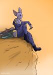anthro bat bat_charm blood blood_on_clothing blood_on_face bodily_fluids cliffside clothing female gun halo hi_res karipup mammal purple_body purple_eyes purple_outfit ranged_weapon rifle short_fur sniper_rifle solo sunset umai_zakaria umai_zakaria_(bikerboyart) weapon wounded