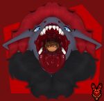 2026 absurd_res anthro blue_eyes blush blushing_profusely bodily_fluids cherryterror dripping fan_character female female_anthro female_pred generation_5_pokemon hair hi_res imminent_vore inner_ear_fluff kobold larger_female larger_pred lipstick looking_at_viewer makeup male male_prey mouth_shot nintendo open_mouth oral_vore pokemon pokemon_(species) red_blush red_hair saliva saliva_drip saliva_on_tongue saliva_string scalie shaded_face sharp_teeth simple_background size_difference smaller_anthro smaller_male smug_expression smug_eyes smug_face smug_grin solo_focus techzatles teeth tongue tongue_out tuft vore willing_prey zoroark