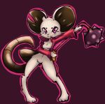 3_toes anthro barefoot big_ears big_tail bottomless breasts cheek_tuft clothed clothing duunhah eyelashes facial_tuft featureless_breasts featureless_crotch feet female flail front_view fur hi_res holding_melee_weapon holding_object holding_weapon holding_whip jacket looking_at_viewer mammal melee_weapon mina_(mina_the_hollower) mina_the_hollower mouse murid murine navel nightstar_(mina_the_hollower) notched_ear open_clothing open_jacket open_topwear paws pink_background pink_eyes red_clothing red_jacket red_topwear rodent simple_background small_breasts solo tail toes topwear tuft weapon whip whiskers white_body white_fur yacht_club_games
